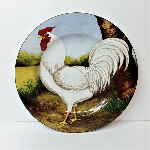 Sakura David Carter Brown 8.25" Rooster Salad Dessert Plate ©2002 "On the Farm" - Picture 1 of 4